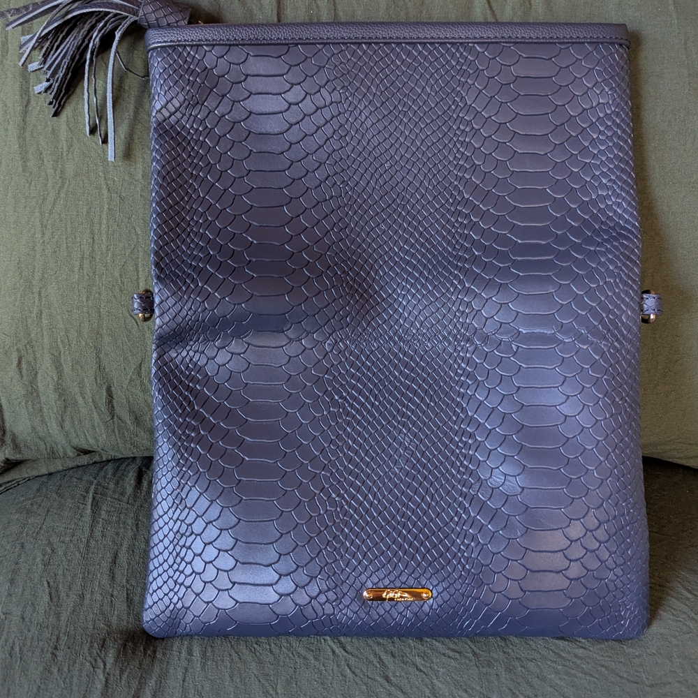 GiGi New York Dark Blue Snakeskin Bag
